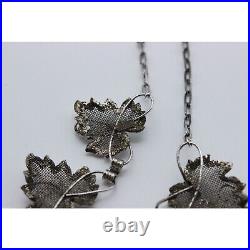 Vintage Bond Boyd sterling silver maple leaf filigree mesh necklace set