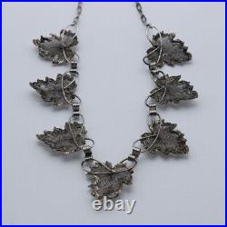 Vintage Bond Boyd sterling silver maple leaf filigree mesh necklace set