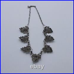 Vintage Bond Boyd sterling silver maple leaf filigree mesh necklace set