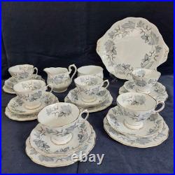 Vintage Bone China Royal Albert Silver Maple Tea Set Teacups Saucers Plates