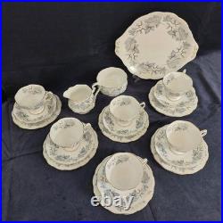 Vintage Bone China Royal Albert Silver Maple Tea Set Teacups Saucers Plates