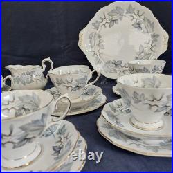 Vintage Bone China Royal Albert Silver Maple Tea Set Teacups Saucers Plates