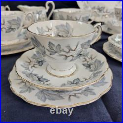 Vintage Bone China Royal Albert Silver Maple Tea Set Teacups Saucers Plates