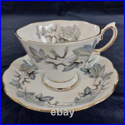 Vintage Bone China Royal Albert Silver Maple Tea Set Teacups Saucers Plates
