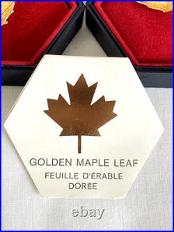 Vintage Boxed Set of Air Canada Gold & Silver Maple Leaf Necklace & Pin Brooch