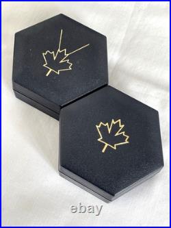Vintage Boxed Set of Air Canada Gold & Silver Maple Leaf Necklace & Pin Brooch