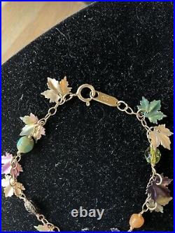 Vintage Holly Yashi Gold Filled Silver Blue Niobium maple leaf Bracelet