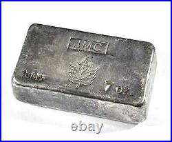 Vintage JMC Johnson Matthey Canada Maple Leaf 7 Oz Silver Bar Extremely Rare