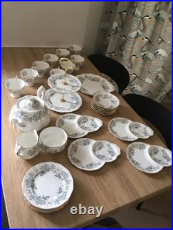 Vintage Royal Albert Silver Maple Bone China Tea Set 30 Pieces Excellent Vintage Royal Albert Silver Maple Bone China Tea Set 30 Pieces Excellent