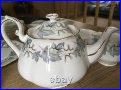 Vintage Royal Albert Silver Maple Bone China Tea Set 30 Pieces Excellent