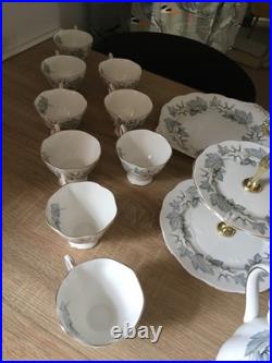 Vintage Royal Albert Silver Maple Bone China Tea Set 30 Pieces Excellent Vintage Royal Albert Silver Maple Bone China Tea Set 30 Pieces Excellent