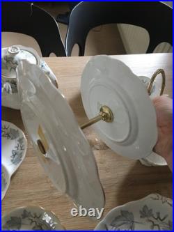 Vintage Royal Albert Silver Maple Bone China Tea Set 30 Pieces Excellent