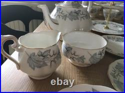 Vintage Royal Albert Silver Maple Bone China Tea Set 30 Pieces Excellent