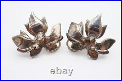 Vintage Tiffany & Co Maple Leaf Sterling Silver 925 Omega Back Clip On Earrings