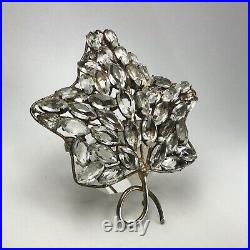 Vintage Vogue Sterling Silver Maple Leaf Rhinestone Brooch Gold Wash Vermeil