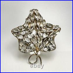 Vintage Vogue Sterling Silver Maple Leaf Rhinestone Brooch Gold Wash Vermeil