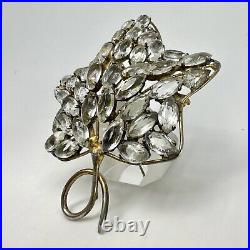 Vintage Vogue Sterling Silver Maple Leaf Rhinestone Brooch Gold Wash Vermeil