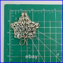 Vintage Vogue Sterling Silver Maple Leaf Rhinestone Brooch Gold Wash Vermeil