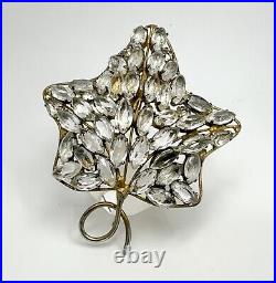 Vintage Vogue Sterling Silver Maple Leaf Rhinestone Brooch Gold Wash Vermeil