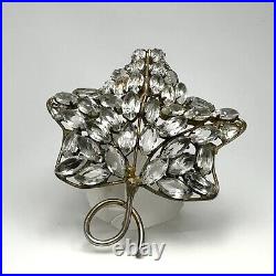 Vintage Vogue Sterling Silver Maple Leaf Rhinestone Brooch Gold Wash Vermeil