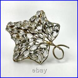 Vintage Vogue Sterling Silver Maple Leaf Rhinestone Brooch Gold Wash Vermeil