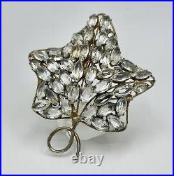 Vintage Vogue Sterling Silver Maple Leaf Rhinestone Brooch Gold Wash Vermeil