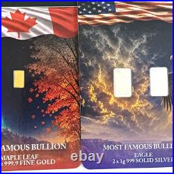 Wessex Mint Maple Leaf 1x 200oz Gold Bar & 2x1g Eagle & G&D Silver Bars RRP £140
