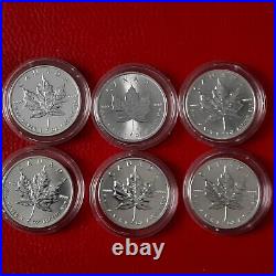 X6 Silver 1oz Canadian Maple Leaf 9999 Fine Comes in Capsule
